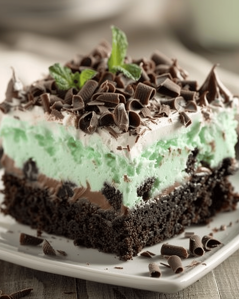 Chocolate Mint Poke Cake