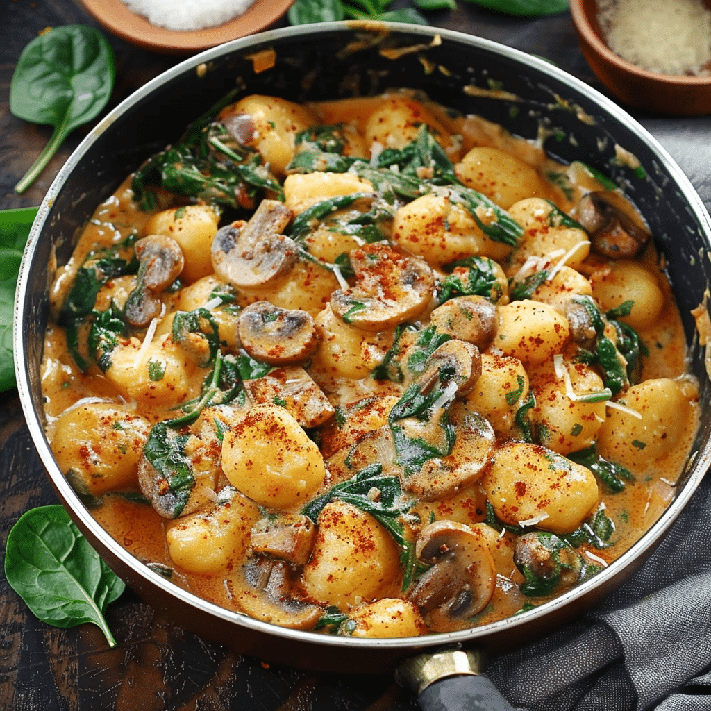 Creamy Spinach and Mushroom Gnocchi