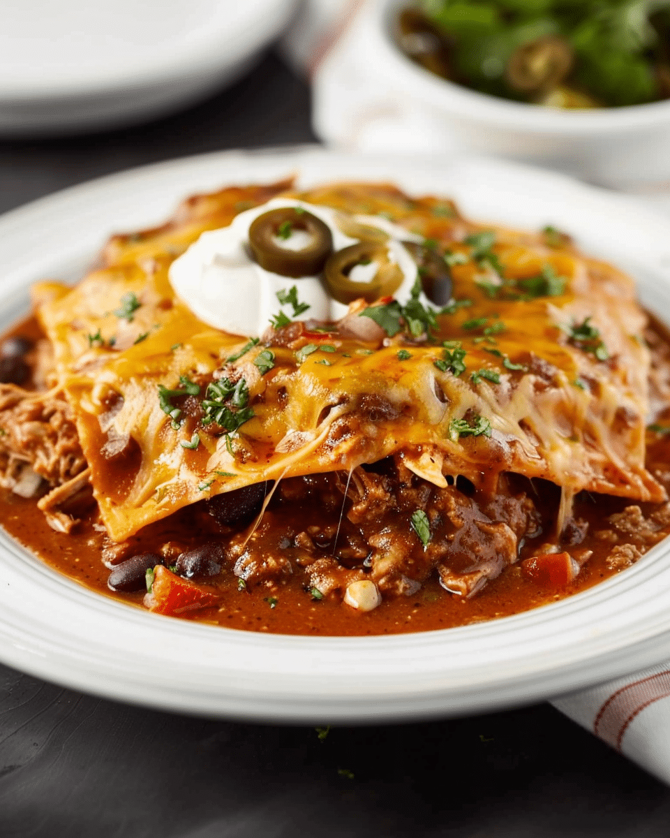 Crock Pot Shredded Beef Enchilada Casserole