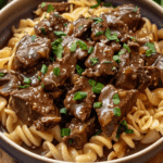 Crockpot Beef Tips & Noodles