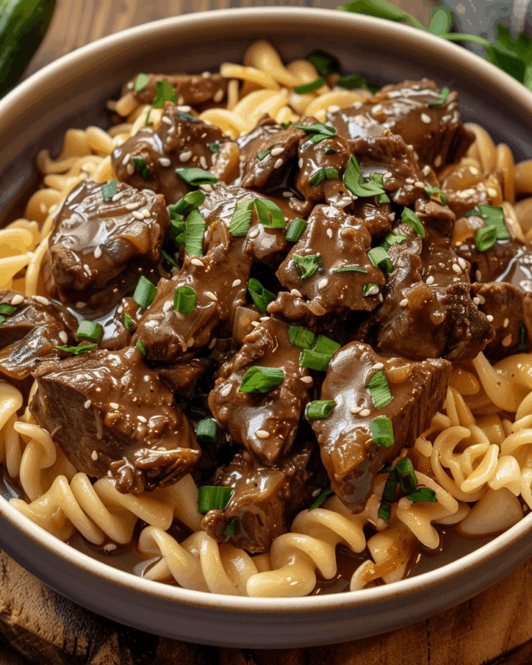Crockpot Beef Tips & Noodles