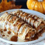 Pumpkin Spice Cheesecake Enchiladas with Caramel Drizzle