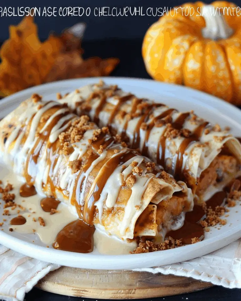 Pumpkin Spice Cheesecake Enchiladas with Caramel Drizzle
