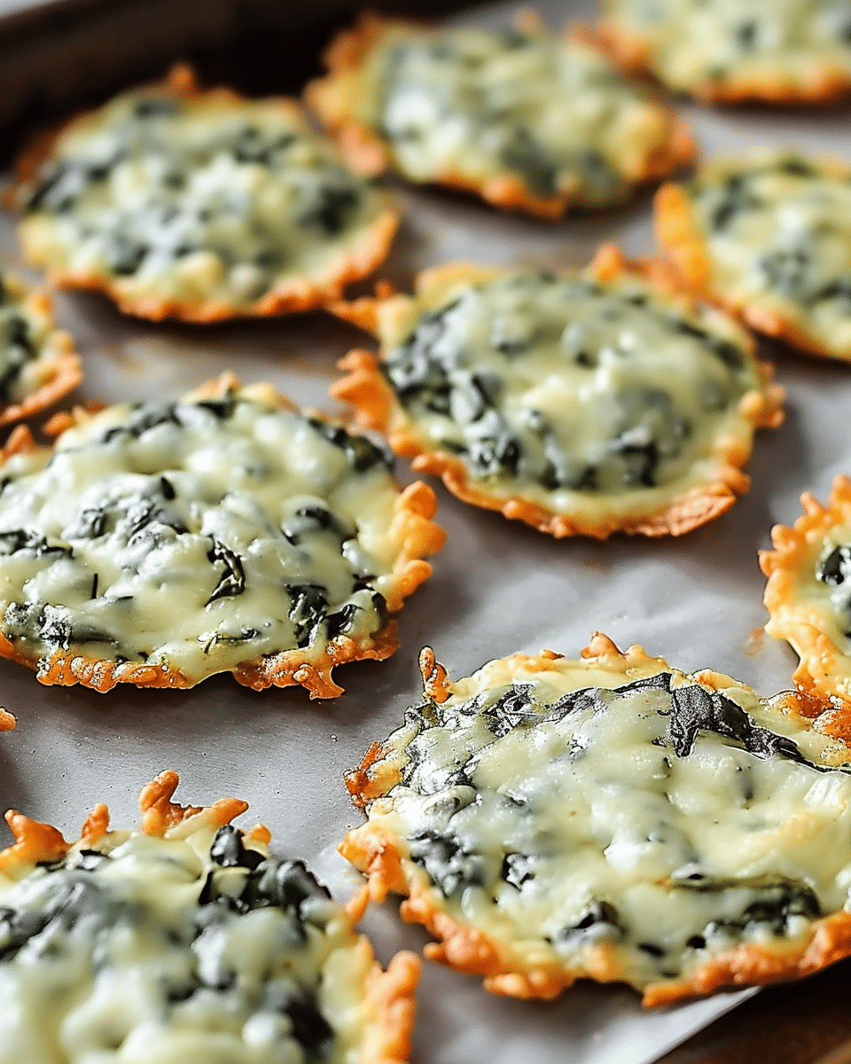 Spinach Dip Cheese Crisps