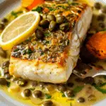 Pan Seared Halibut with Lemon Caper Sauce