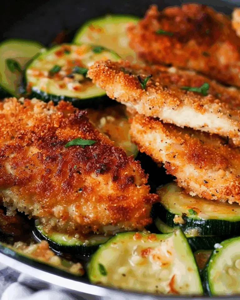 Pan Fried Parmesan Chicken & Garlic Zucchini