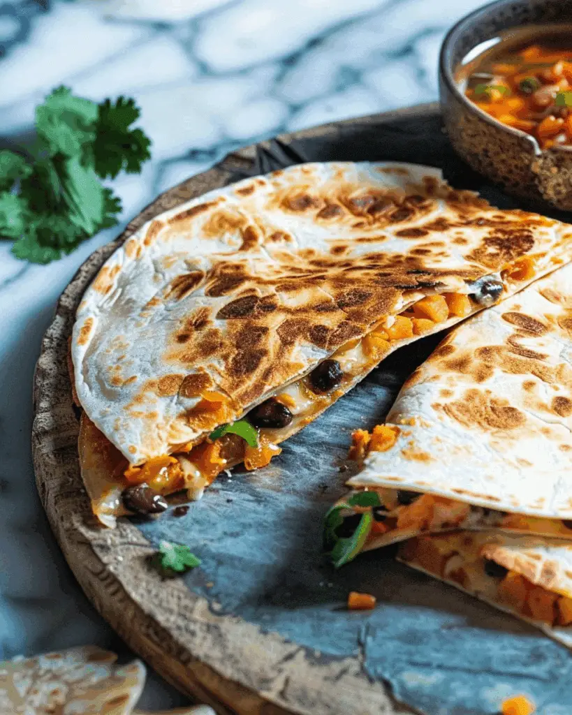Vegetarian Quesadillas with Black Beans and Sweet Potato
