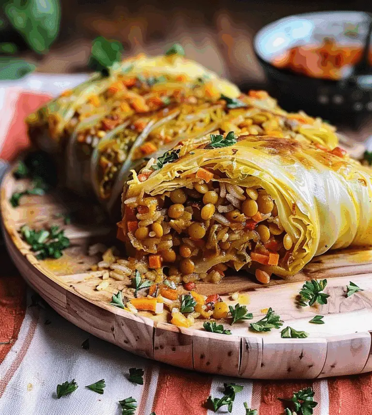 Lentil and Rice Stuffed Cabbage Rolls