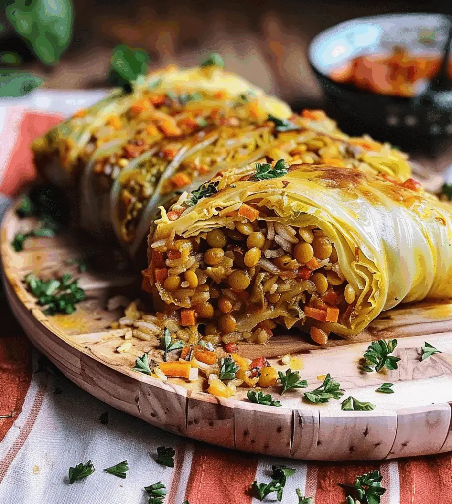 Lentil and Rice Stuffed Cabbage Rolls