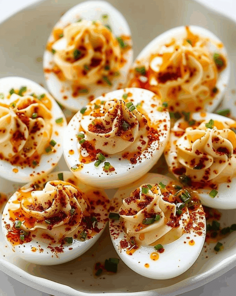 Spicy Chili Garlic Deviled Eggs