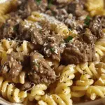 Beef and Rotini in Garlic Parmesan Sauce