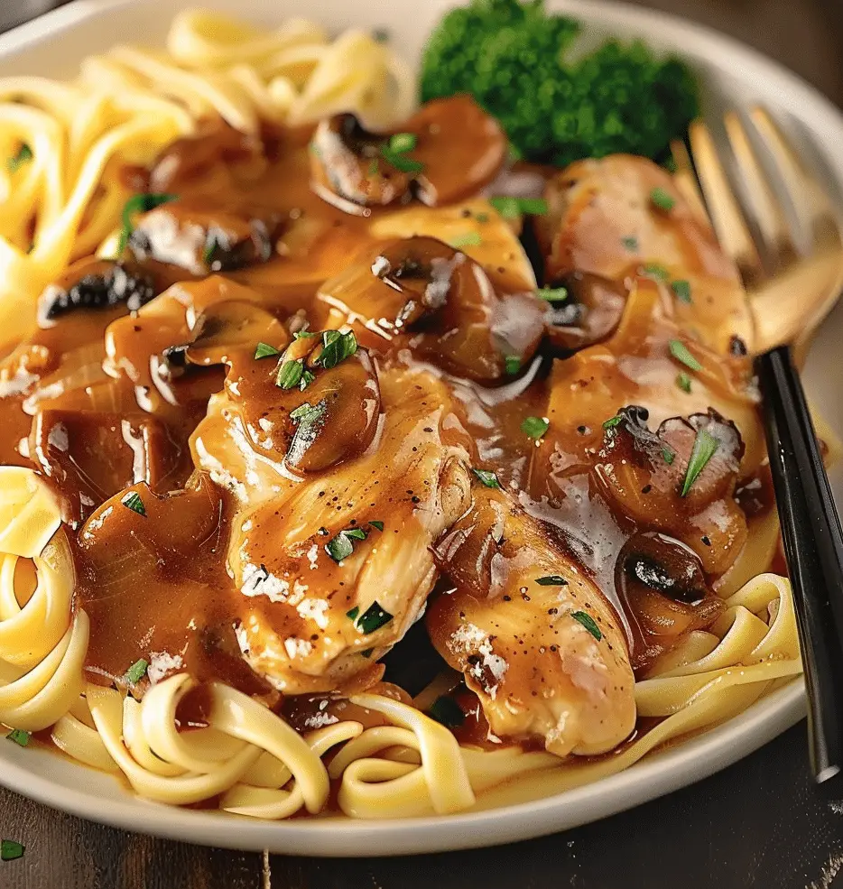 Chicken Marsala is a classic Italian-American dish featuring tender chicken cutlets sautéed in a rich, savory Marsala wine and mushroom sauce. This quick and elegant meal delivers restaurant-quality flavors with minimal ingredients, perfect for weeknight dinners or special occasions.