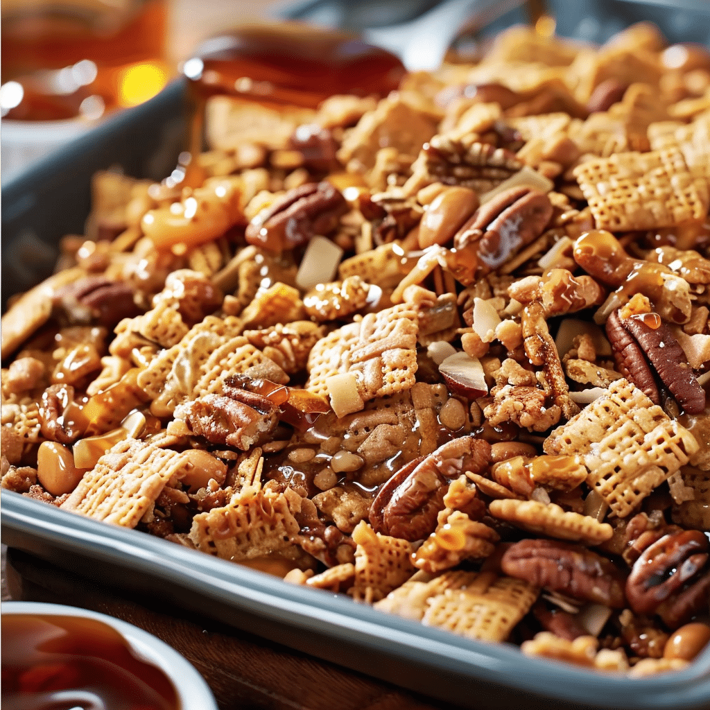 Sweet and Crunchy Praline Party Mix