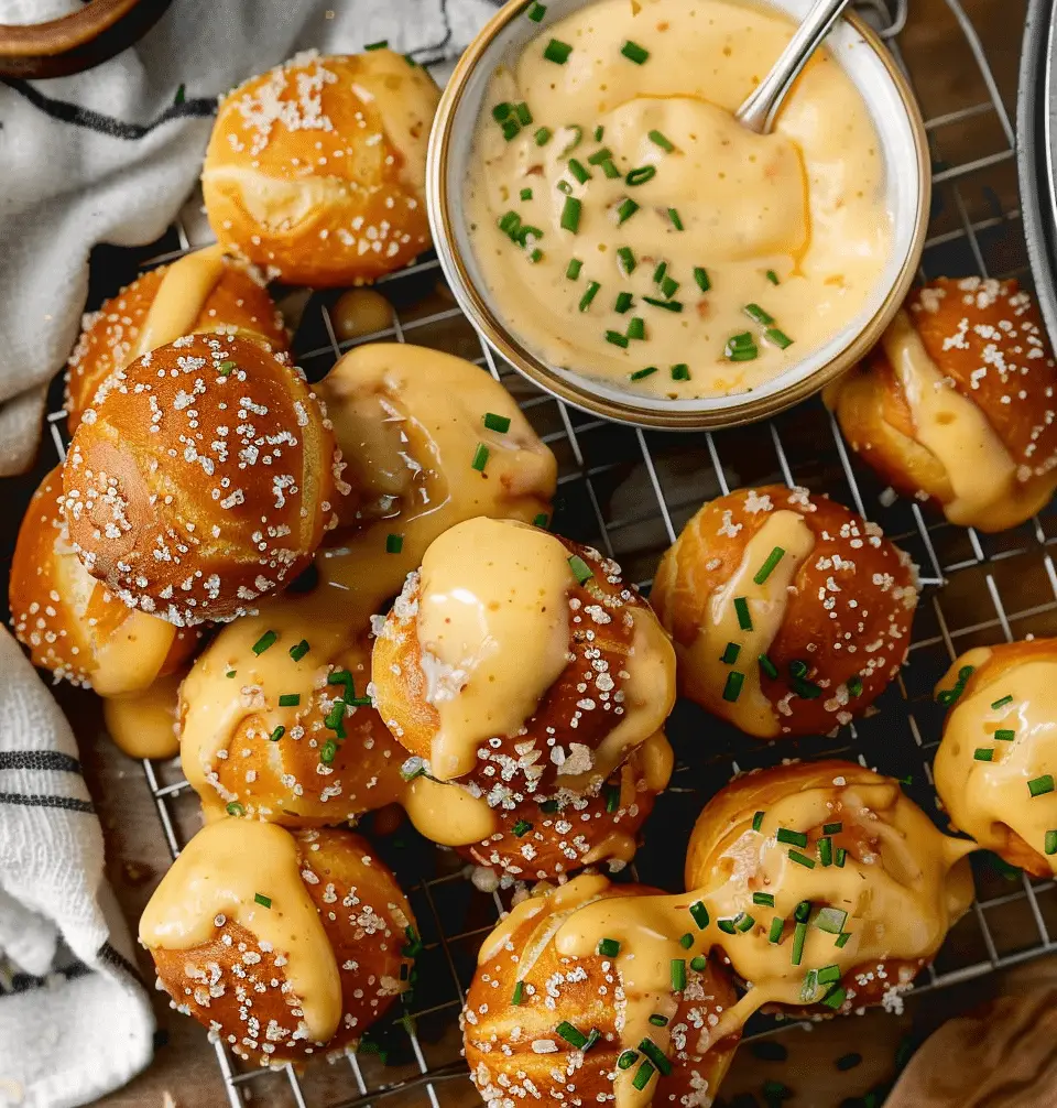 Pretzel Bites with Cheddar Sauce