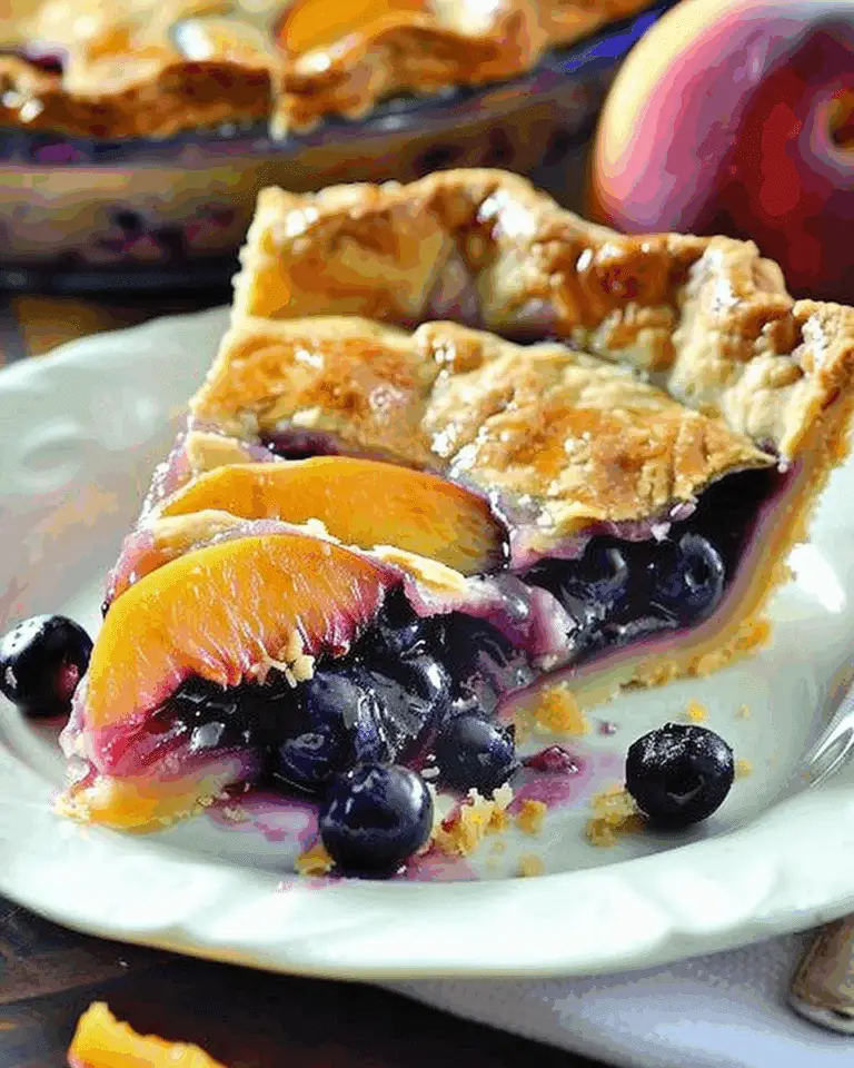 Impossible Peach Blueberry Pie
