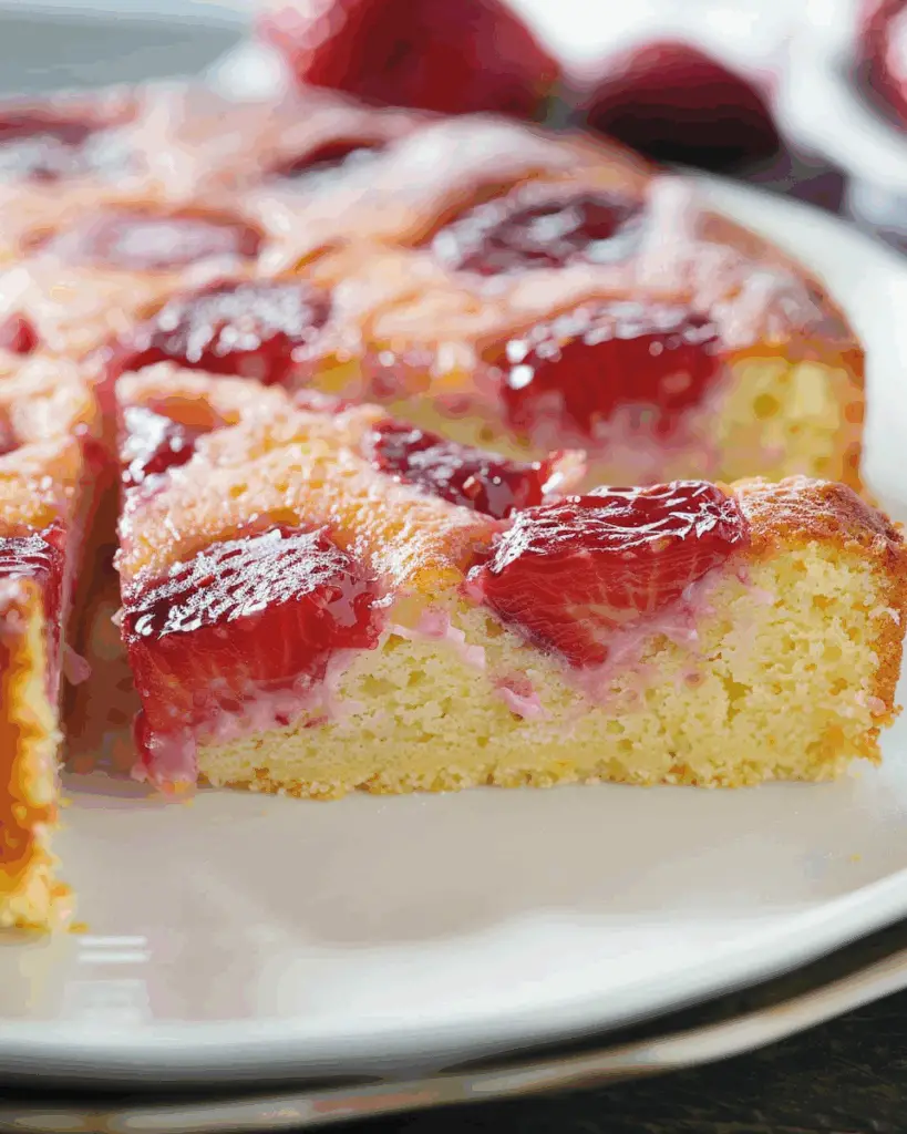 Strawberry Upside Down Ricotta Cake