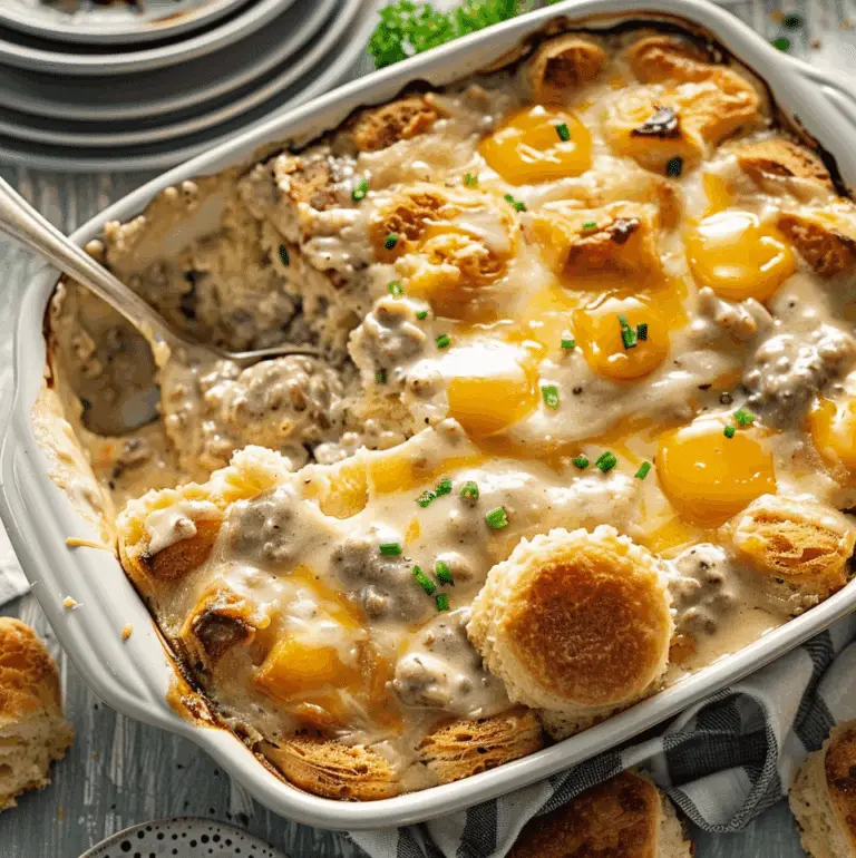 Biscuits and Gravy Breakfast Casserole