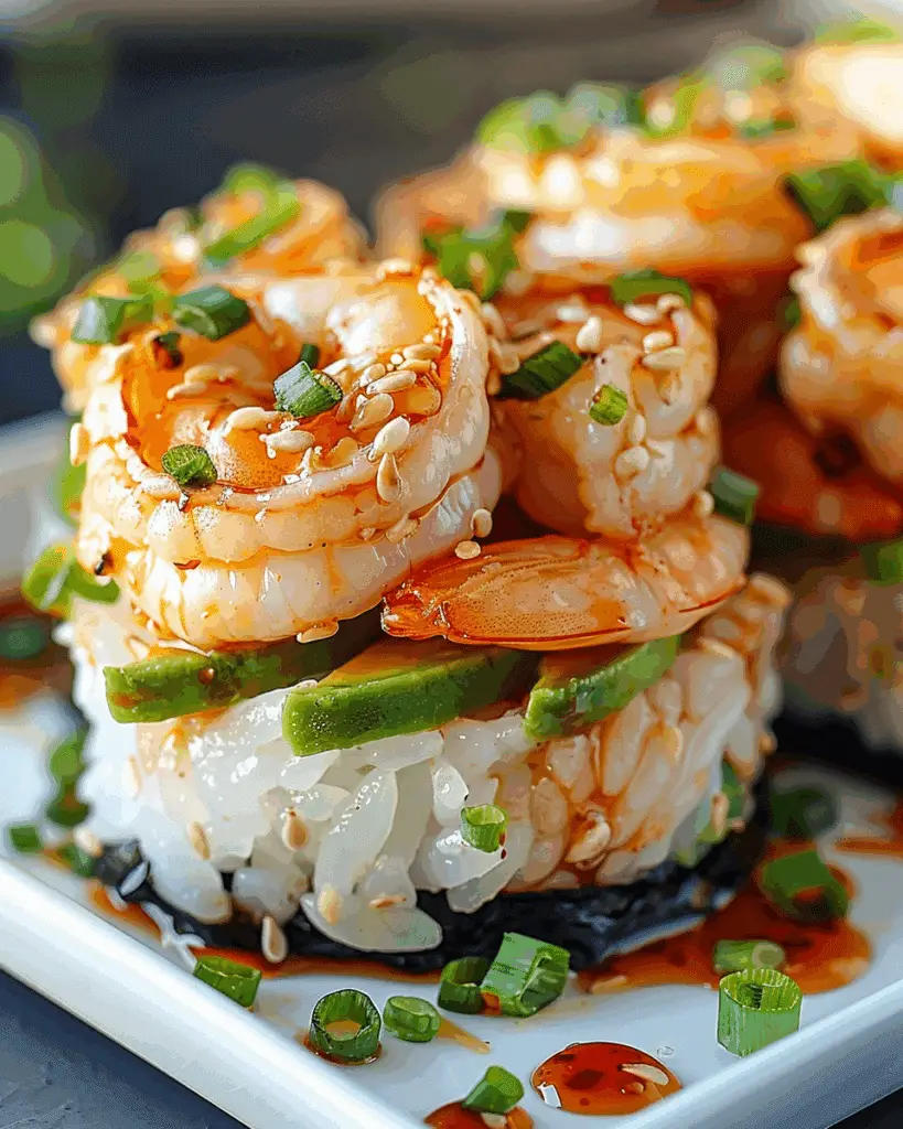 Spicy Shrimp Sushi Stacks